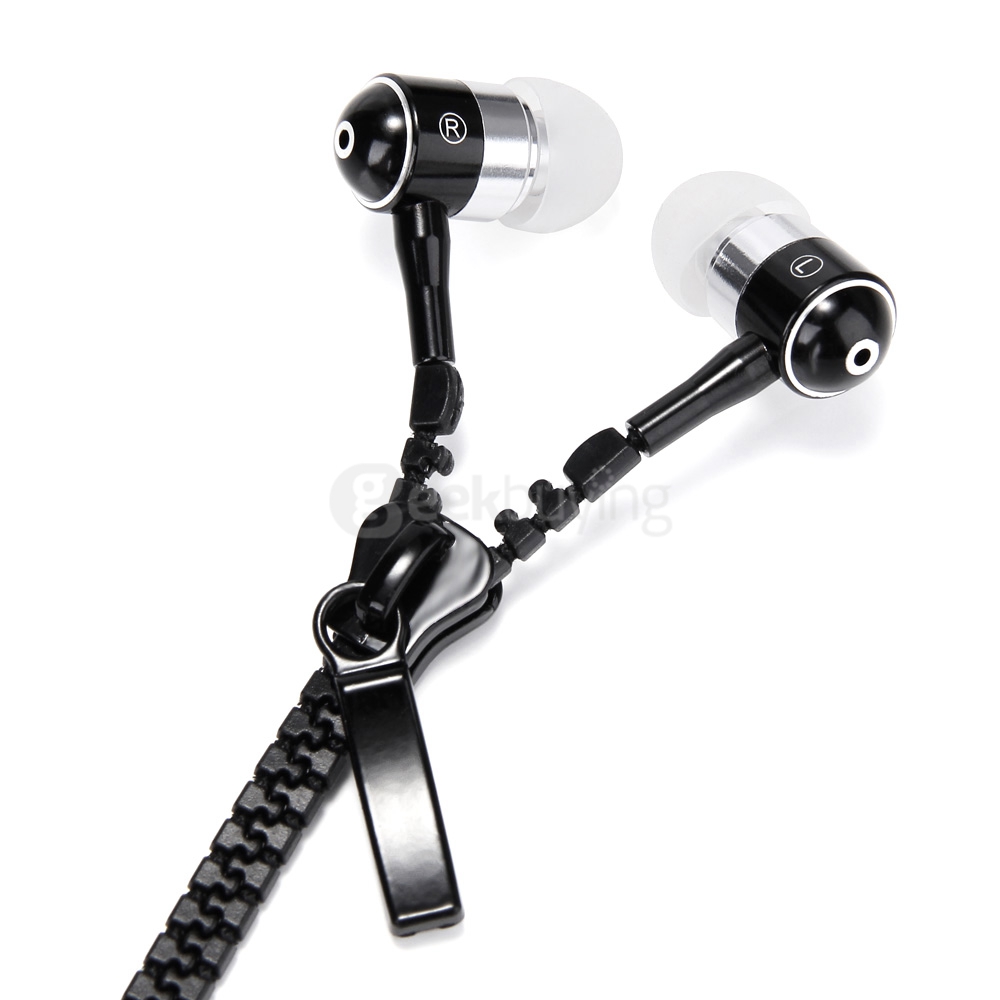 Zip Style In-ear 3.5mm Earphone with MIC for iPhone iPad Samsuing Xiaomi - Black