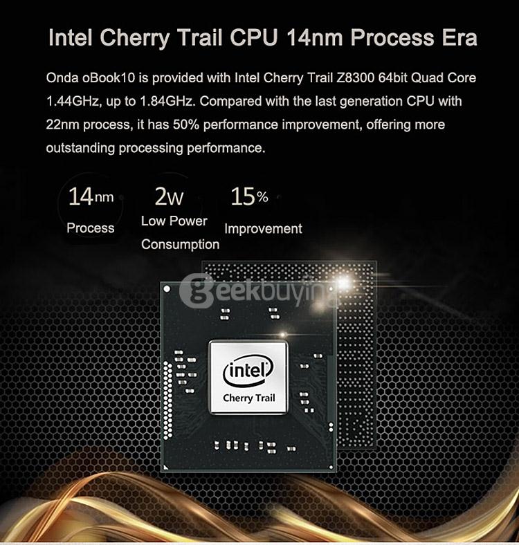 Onda oBook 10 2in1 Tablet Intel Cherry Trail Z8300 10.1 inch Windows10 + Android 5.1 4GB/64GB Ultrabook Quad Core 1.84GHz IPS 1280*800 - Gold