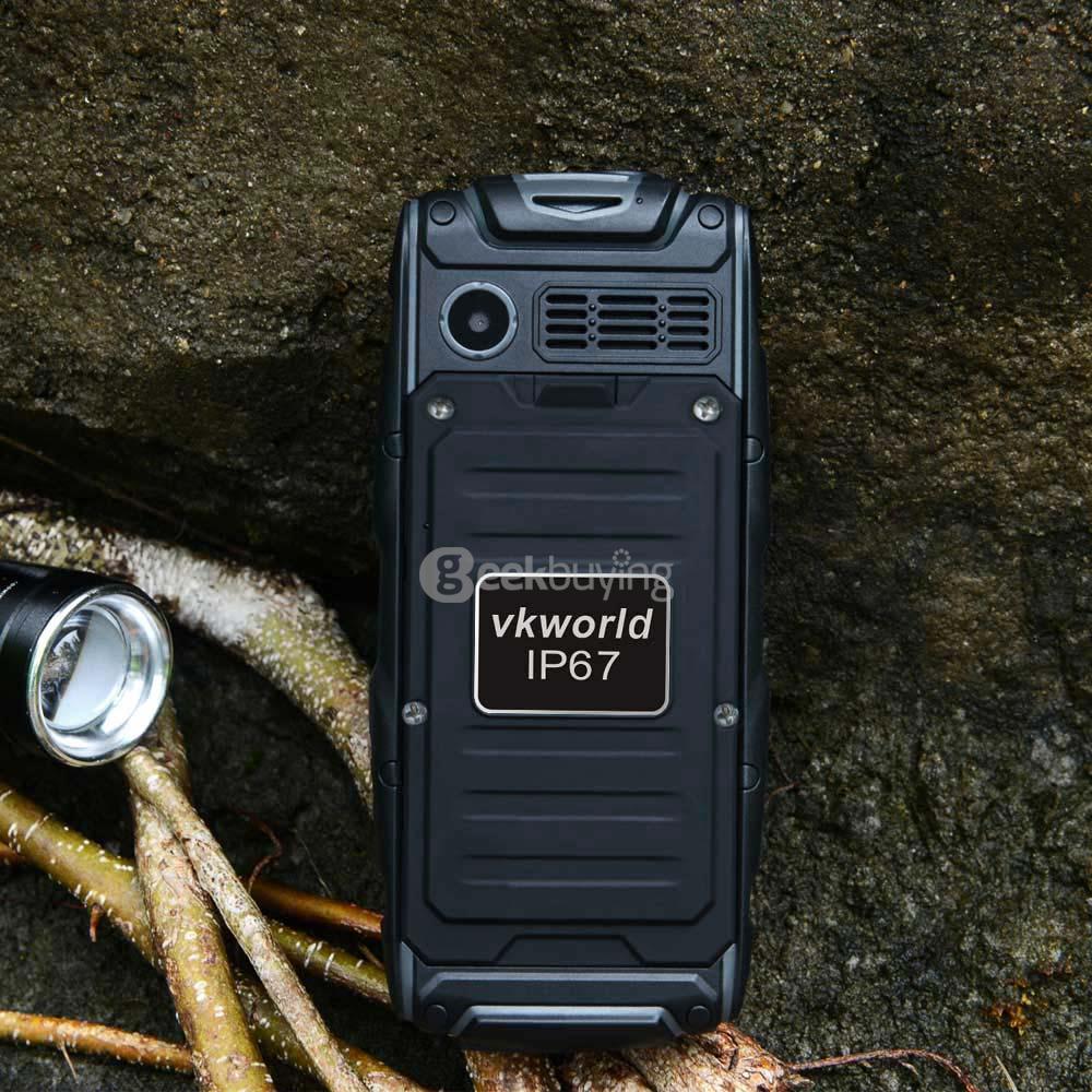 VKworld Stone V3 5200mAh Battery IP67 Waterproof Phone Dustproof Shockproof Flashlight FM Dual SIM Cards GSM Cell Phone - Black