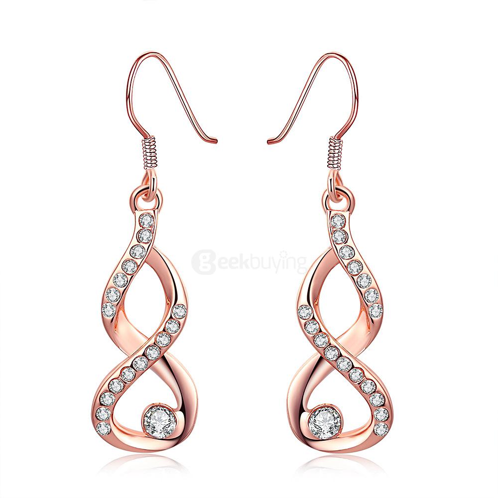 AKE020 Rose Gold Simple Persionalized Zircon Inlaid Earrings