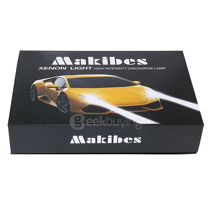 Makibes 5000K H13-3 55W 12V Xenon HID Kit Car Headlight Xenon Bulb Slim Ballast - Black + Silver