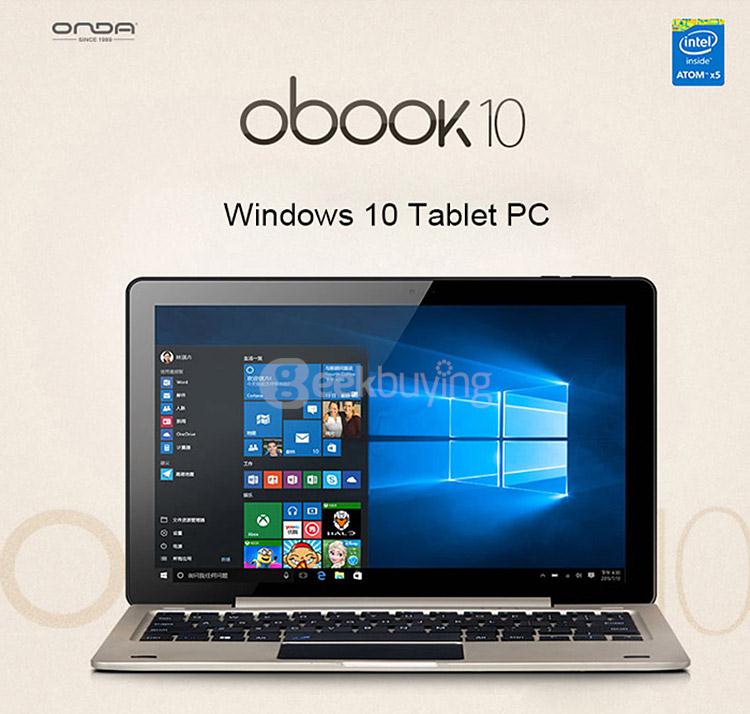 Onda oBook 10 2in1 Tablet 10.1 inch Windows10 4GB/64GB Intel Cherry Trail Z8300 Quad Core 1.84GHz IPS 1280*800 - Gold