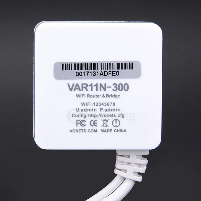 Vonets VAR11N-300 300Mbps 2.4Ghz Mini Wireless WiFi Router WiFi Bridge WiFi Repeater 802.11b/g/n Protocol - White