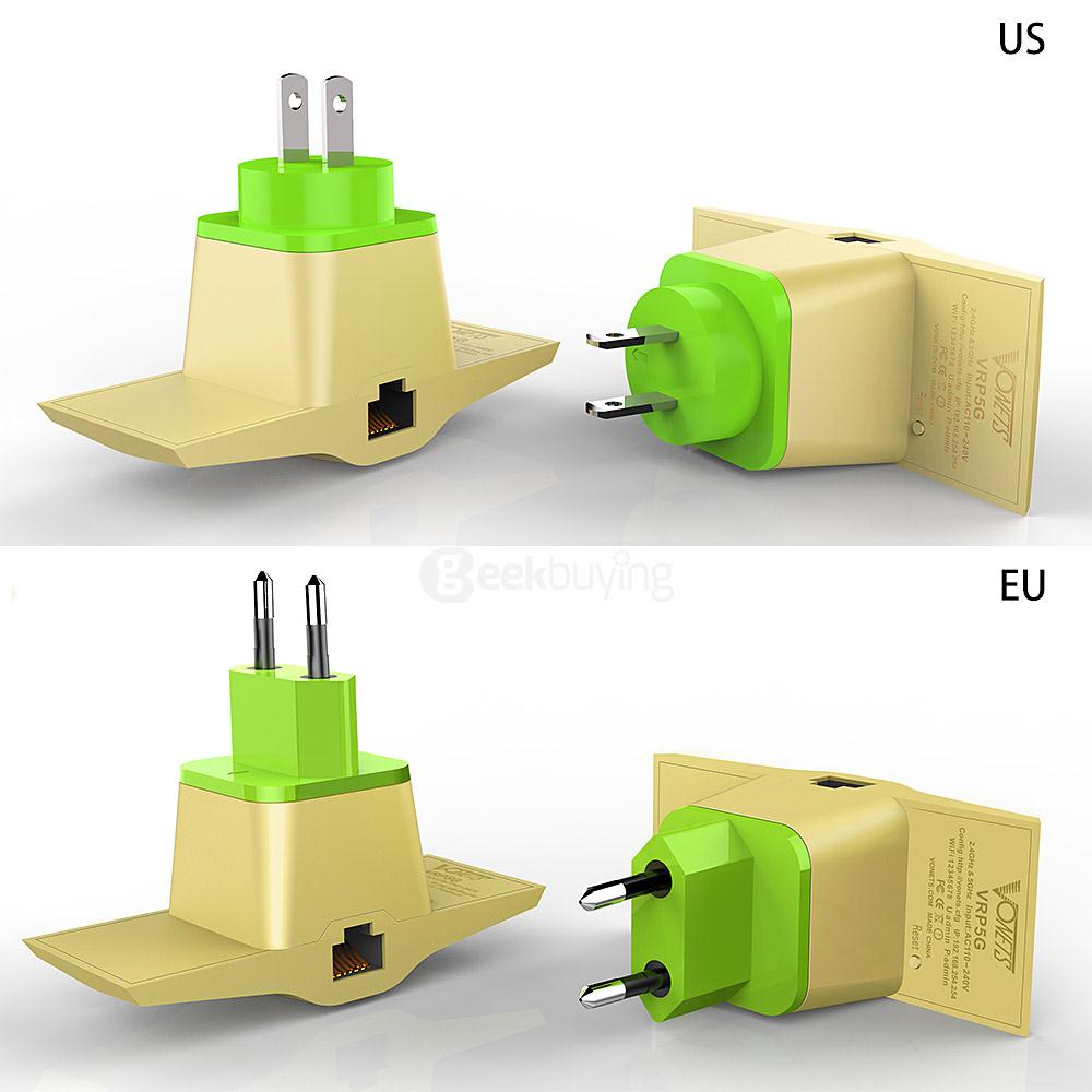 Vonets VRP5G WiFi Signal Amplifier 750Mbps 2.4GHz/5GHz Dual Band 802.11AC Repeater - EU PLUG