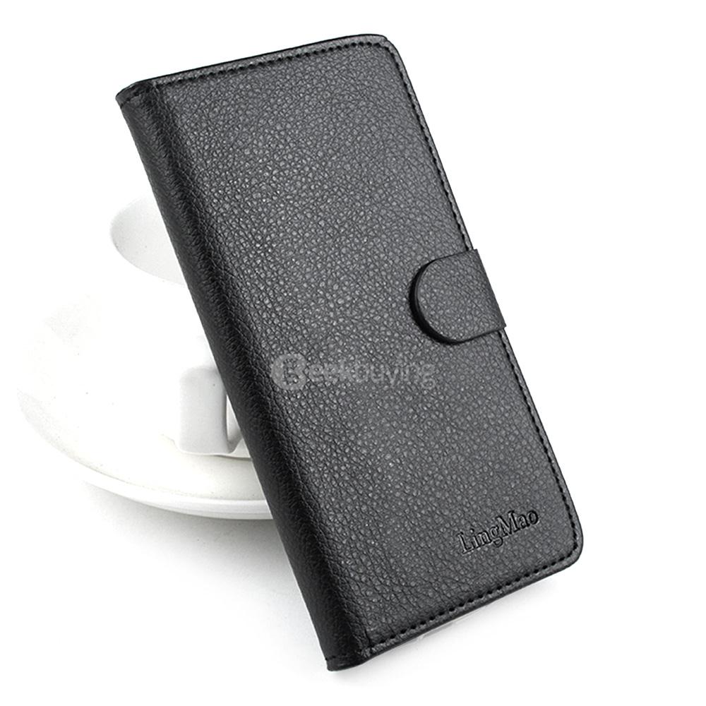Litchi Texture Protective Hard Cover Flip Stand Leather Case for Cubot S600 Smartphone - Black