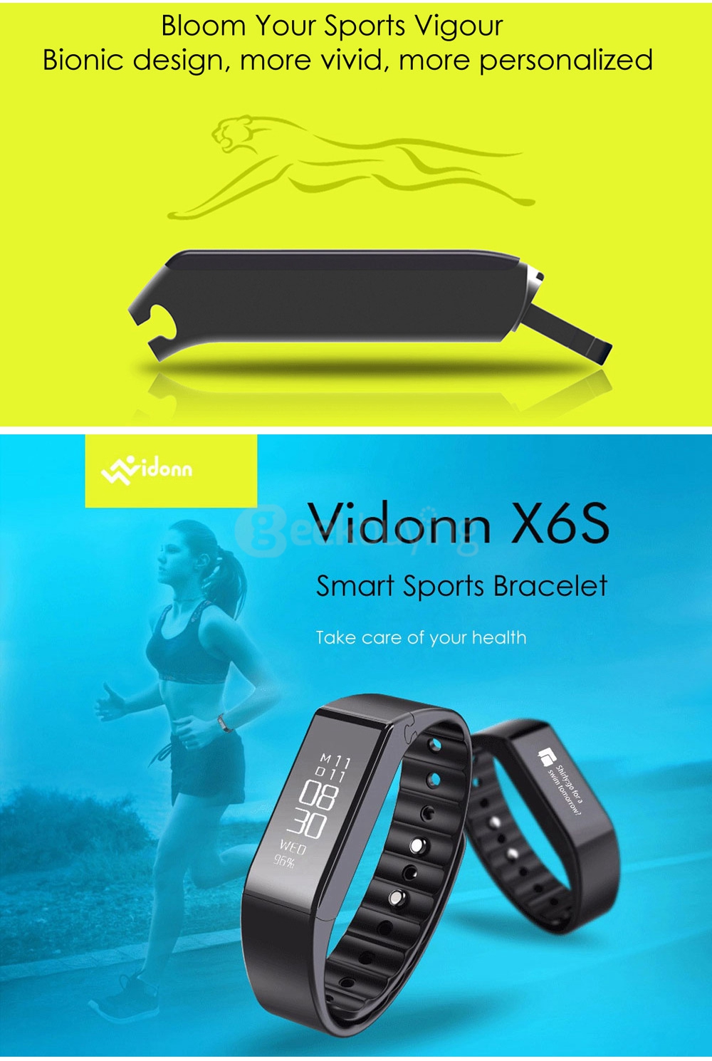 Vidonn X6S Smart Bracelet Bluetooth 4.0 IP65 Detachable Dial Wristband Sports Fitness Tracker Sleep Monitor Sync Data - Purple