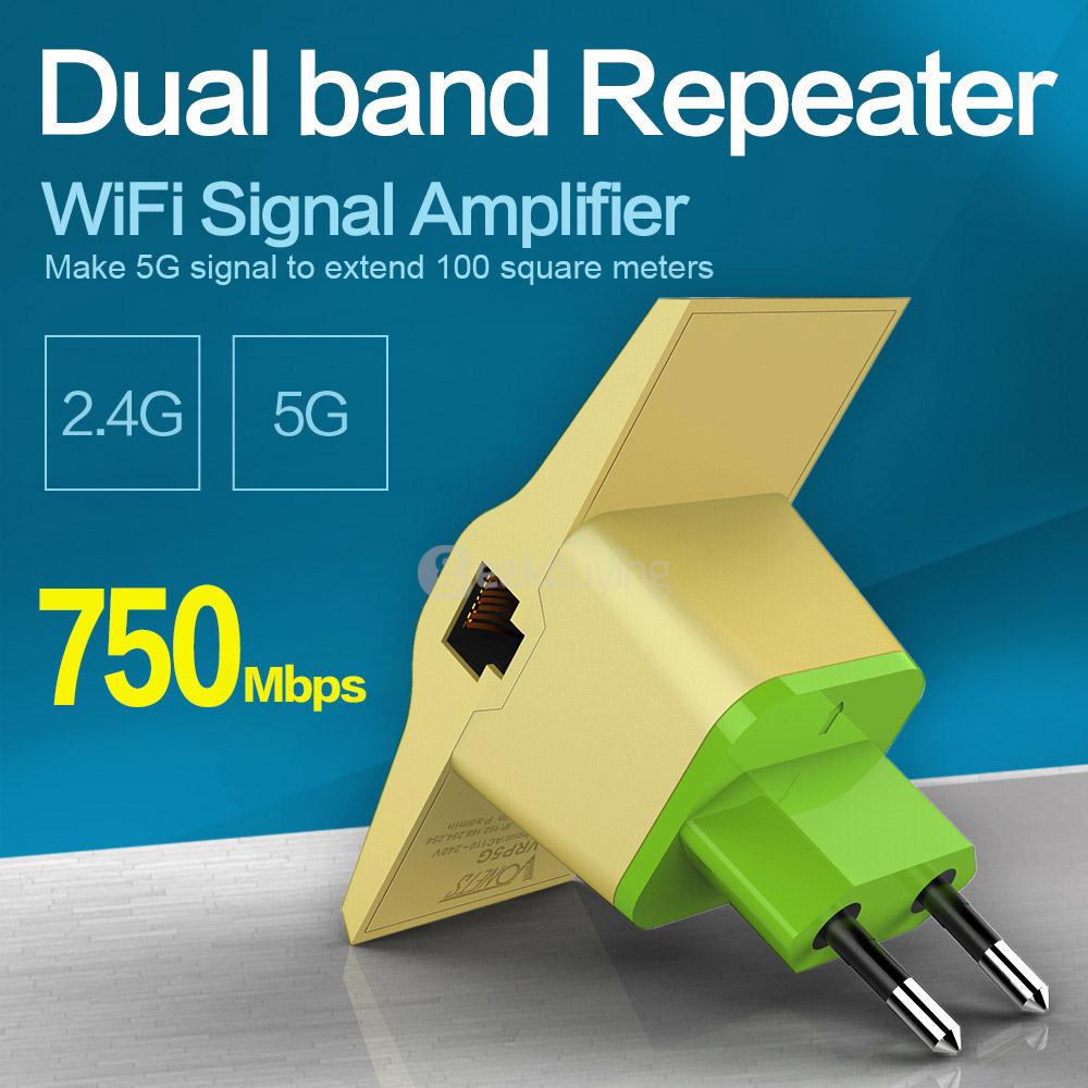 Vonets VRP5G WiFi Signal Amplifier 750Mbps 2.4GHz/5GHz Dual Band 802.11AC Repeater - EU PLUG