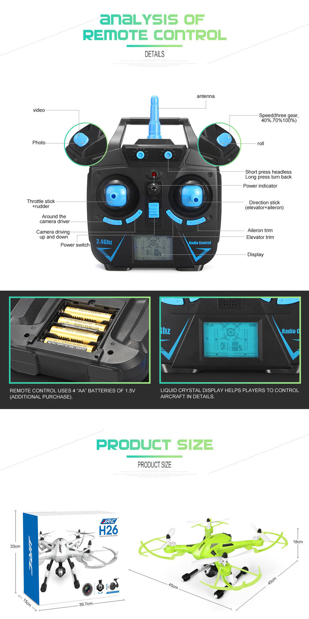 JJRC H26W WIFI FPV With 720P Camera Headless Mode One Key Return RC Quadcopter RTF - White