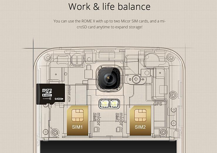 UMI ROME X 5.5inch 2.5D HD Screen MT6580 Quad Core Smartphone Android 5.1 1GB RAM 8GB ROM 13.0MP+2.0MP - Gold
