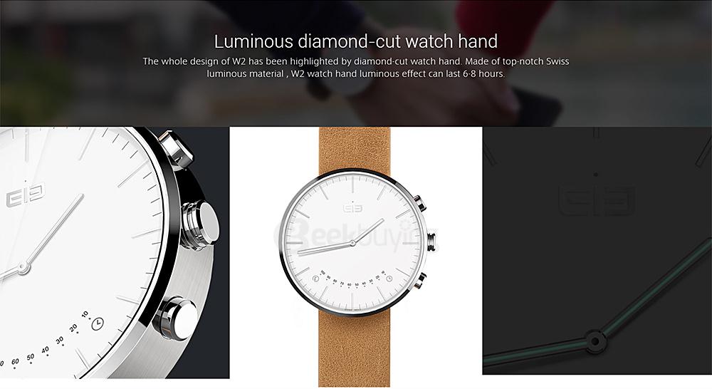 Elephone W2 Smart Watch Rhonda 762 Movement Sapphire Crystal Glass Bluetooth 4.0 IP53 Smartwatch Fitness Tracker - Silver