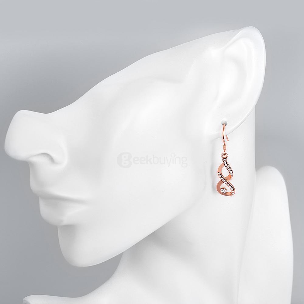 AKE020 Rose Gold Simple Persionalized Zircon Inlaid Earrings
