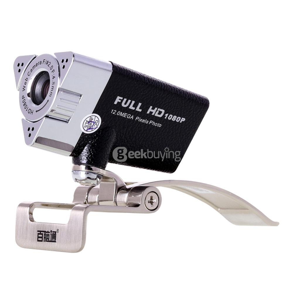 Aoni Sword 1080P Full HD Webcam FHD PC Webcam with Mic - Black + Silver