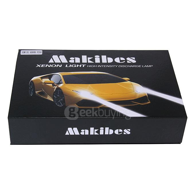 Makibes 5000K H4-3 55W 12V Xenon HID Kit Car Headlight Xenon Bulb Slim Ballast - Black + Silver