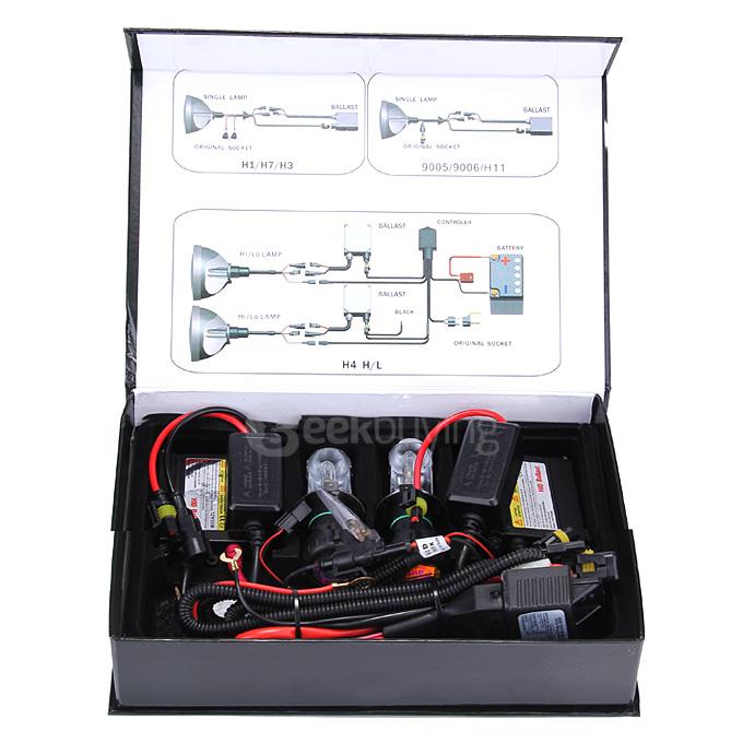 Makibes 5000K H4-3 55W 12V Xenon HID Kit Car Headlight Xenon Bulb Slim Ballast - Black + Silver
