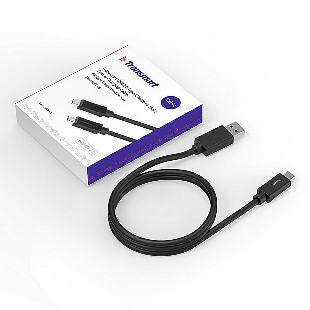 Tronsmart 3.3ft 1M USB2.0 Type C Male to Type C Male Sync&Charging Cable for Type-C Supported Devices