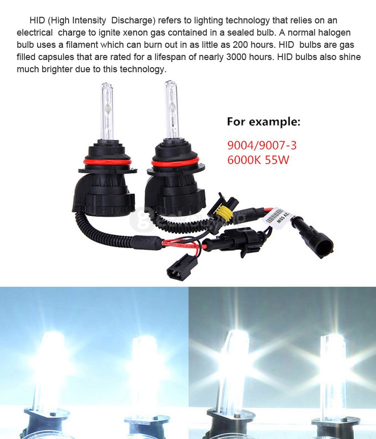 Makibes 6000K H13-3 55W 12V Xenon HID Kit Car Headlight Xenon Bulb Slim Ballast - Black + Silver