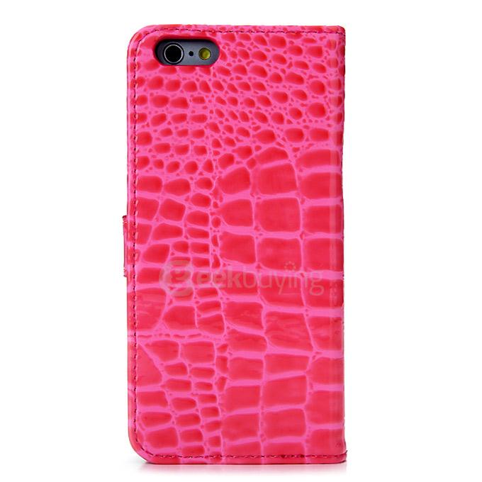 Luxury Crocodile PU Wallet Stand Leather Case For Apple iPhone 6 4.7inch - Rose
