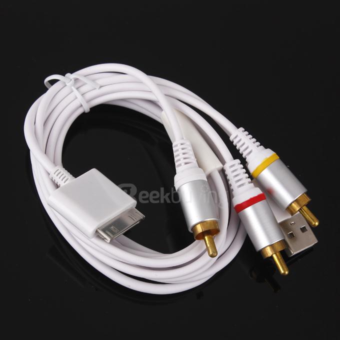 3.5mm AV Audio Jack Male to RCA Audio& Video Male Connector Adaptor Convertor Cable for iPod
