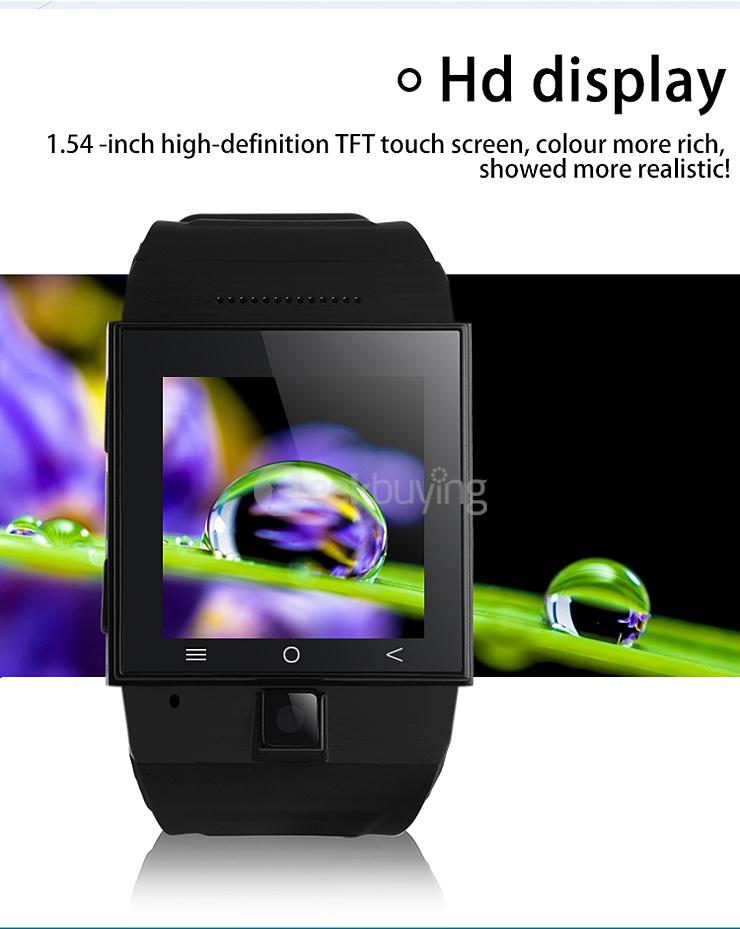 ZGPAX S55 1.54inch Android 4.4 Smartwatch Phone MTK6572 Dual Quad 1.2GHz Touch Screen Bluetooth 4.0 Camera - Black