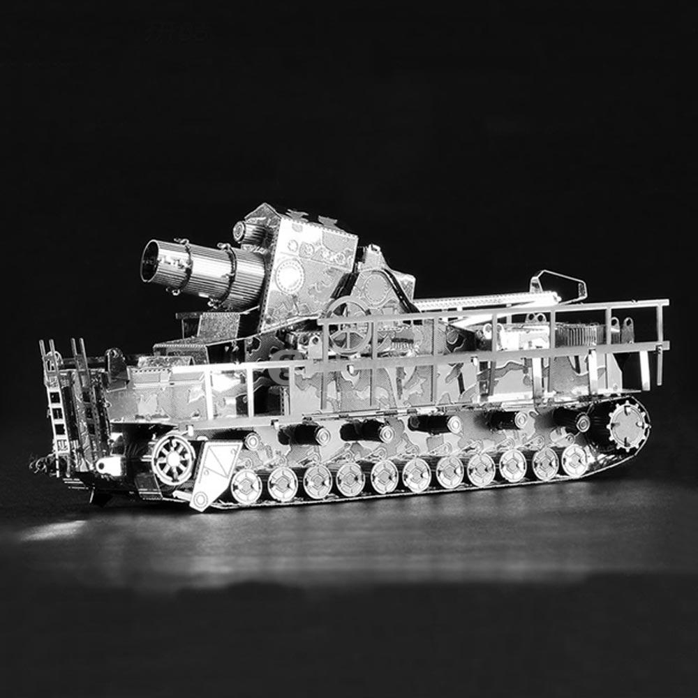 DIY German Carl Train Cannon Model 3D Puzzle Educational 3D Model - Silver