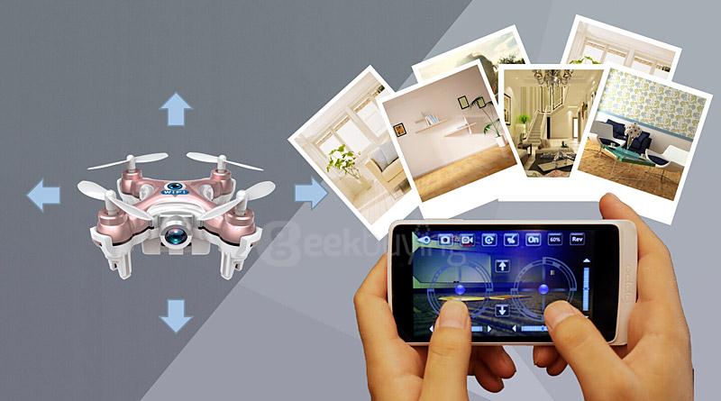 Cheerson CX-10W CX10W Mini Wifi FPV 0.3MP Camera LED 3D Flip 2.4G 4CH 6 Axis RC Quadcopter BNF - Light Gra
