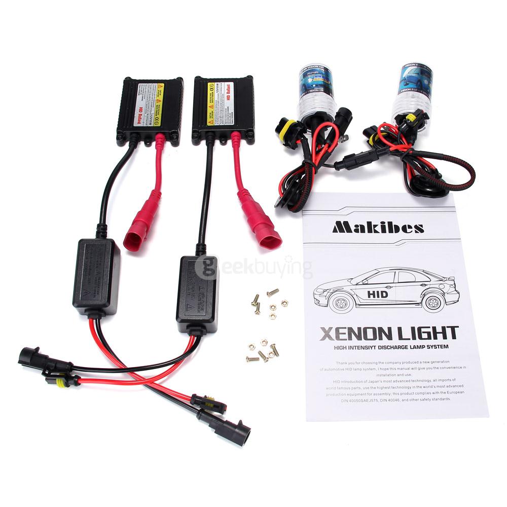 Makibes 8000K H7 55W 12V Xenon HID Kit Car Headlight Xenon Bulb Slim Ballast - Black + Silver