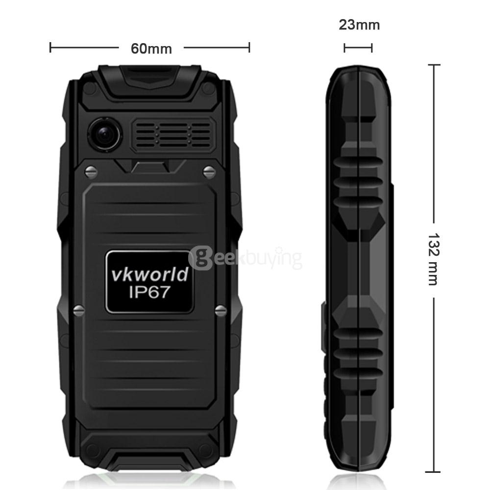VKworld Stone V3 5200mAh Battery IP67 Waterproof Phone Dustproof Shockproof Flashlight FM Dual SIM Cards GSM Cell Phone - Black
