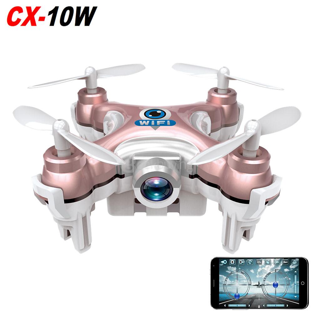 Cheerson CX-10W CX10W Mini Wifi FPV 0.3MP Camera LED 3D Flip 2.4G 4CH 6 Axis RC Quadcopter BNF Without Transmitter - Rose