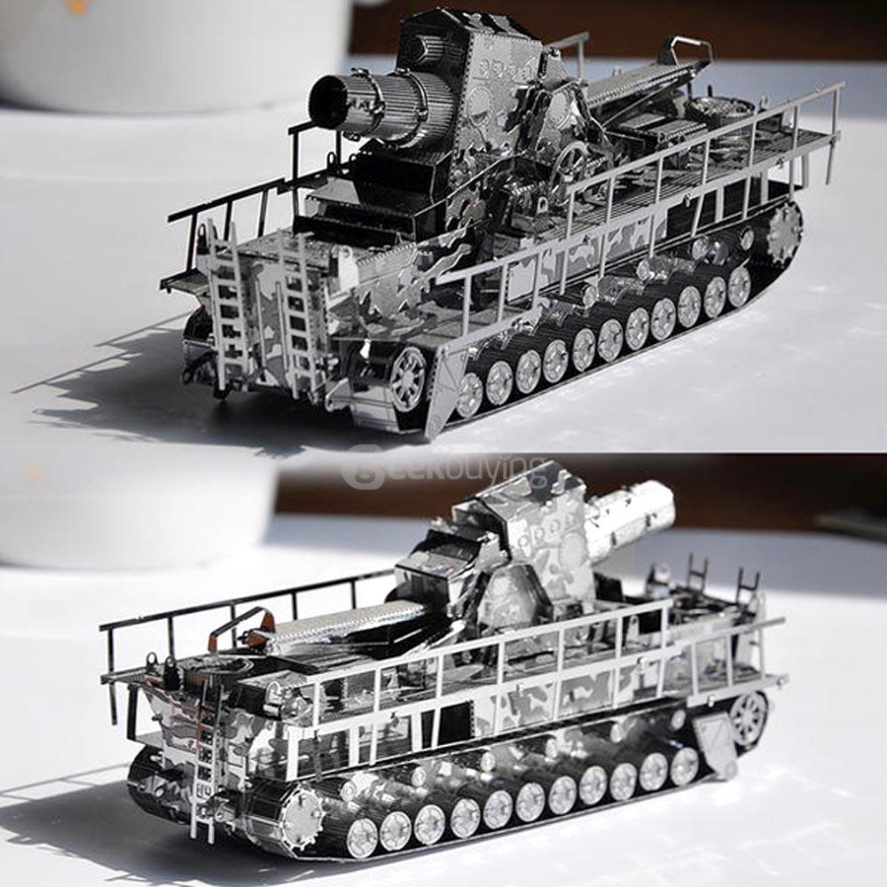 DIY German Carl Train Cannon Model 3D Puzzle Educational 3D Model - Silver
