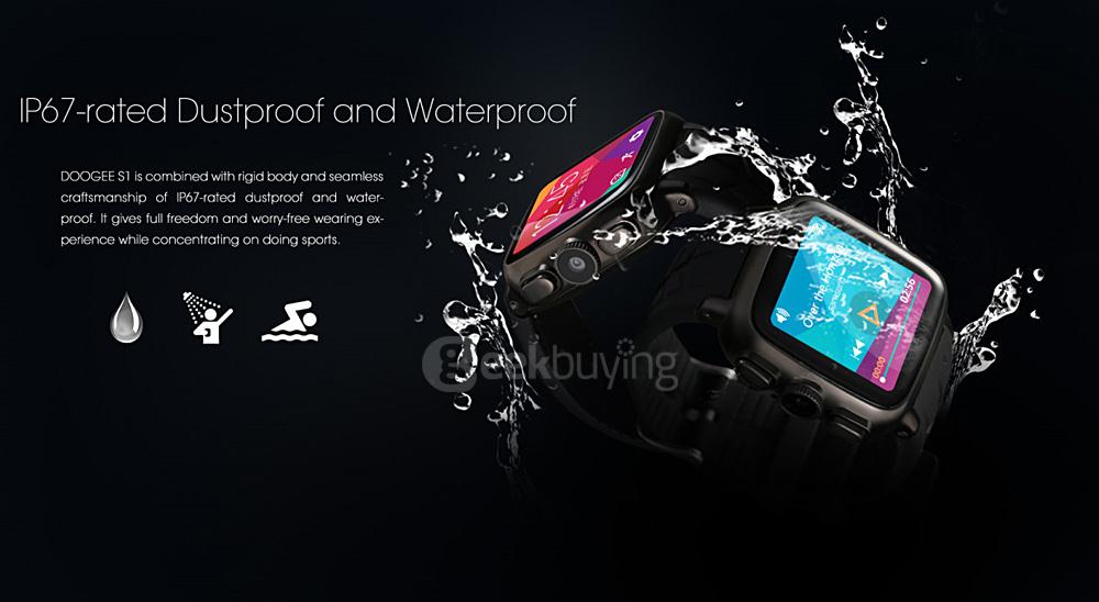 DOOGEE S1 1.54inch IP67 Android 4.4 3G Smartwatch Phone MTK6572 Dual Core GPS Heart Rate Monitor WiFi 5.0MP - Black