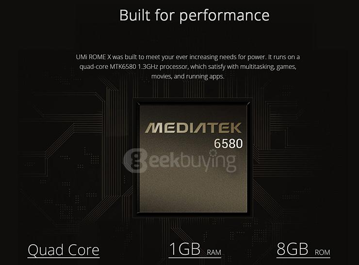 UMI ROME X 5.5inch 2.5D HD Screen MT6580 Quad Core Smartphone Android 5.1 1GB RAM 8GB ROM 13.0MP+2.0MP - Gold