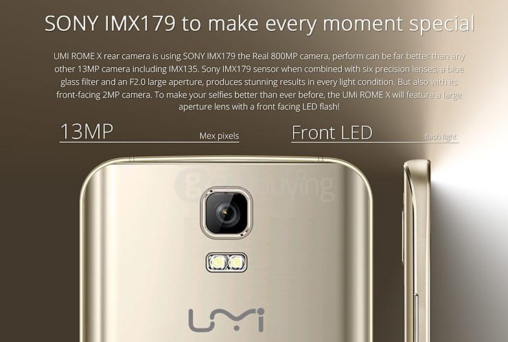 UMI ROME X 5.5inch 2.5D HD Screen MT6580 Quad Core Smartphone Android 5.1 1GB RAM 8GB ROM 13.0MP+2.0MP - Gold
