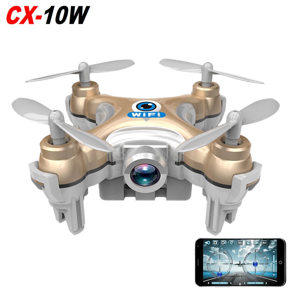 Cheerson CX-10W CX10W Mini Wifi FPV 0.3MP Camera LED 3D Flip 2.4G 4CH 6 Axis RC Quadcopter BNF Without Transmitter - Gold