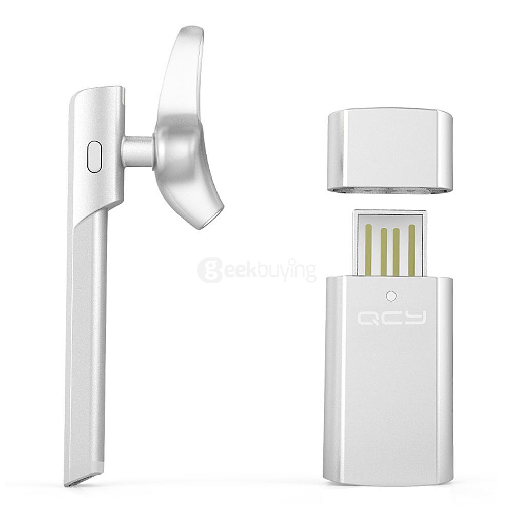 Original QCY J05 Bluetooth Stereo Headset BT4.1 Handsfree Mini Earphone Headphone with Charging Box - White