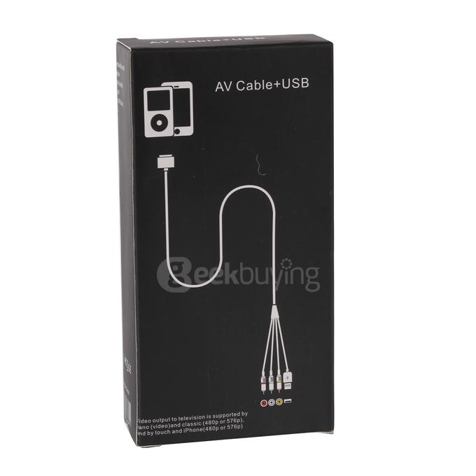 3.5mm AV Audio Jack Male to RCA Audio& Video Male Connector Adaptor Convertor Cable for iPod