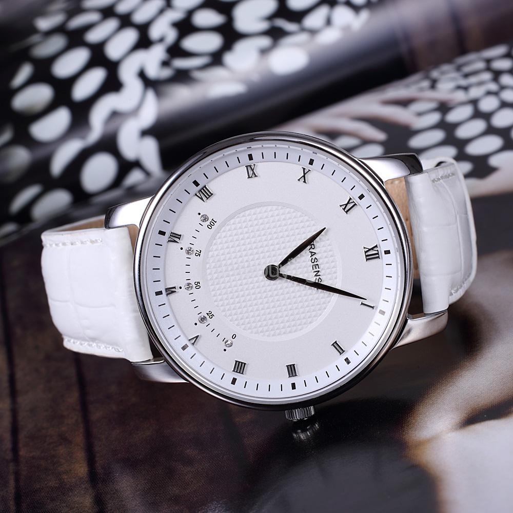 TRASENSE TS-H01 Bluetooth Smartwatch with Leather Strap Fitness Tracker Call Reminder Smart Alarm for Android iOS - White