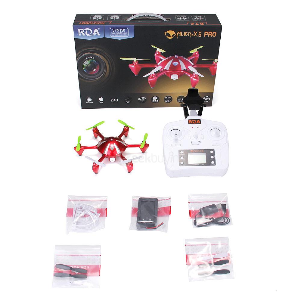 ROA Alien-X6 Pro Wifi FPV 2MP Camera 2.4G 4CH Hexacopter RTF - Red