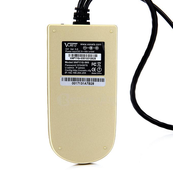 Vonets VAP11G-500 300Mbps Wireless Repeater for PC Camera TV WiFi Adapter 500 Meters Distance - Gold