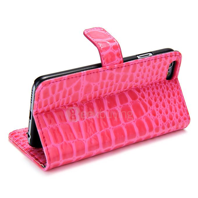 Luxury Crocodile PU Wallet Stand Leather Case For Apple iPhone 6 4.7inch - Rose