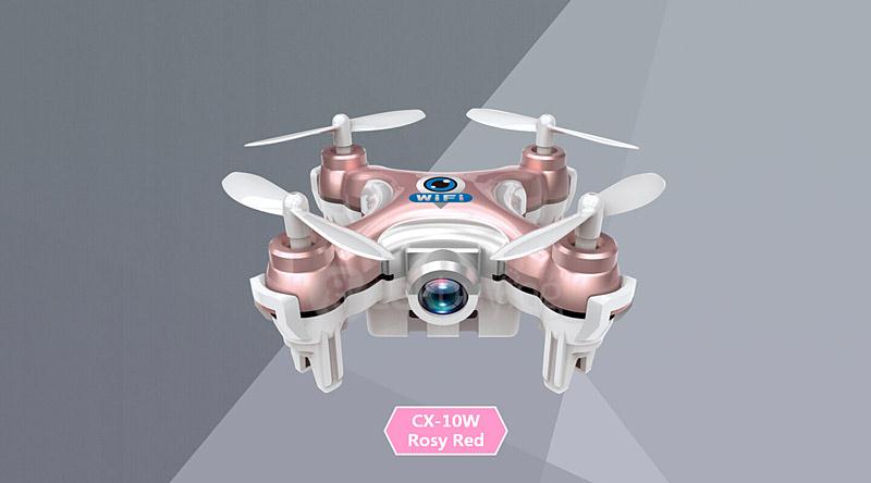 Cheerson CX-10W CX10W Mini Wifi FPV 0.3MP Camera LED 3D Flip 2.4G 4CH 6 Axis RC Quadcopter BNF - Light Gra