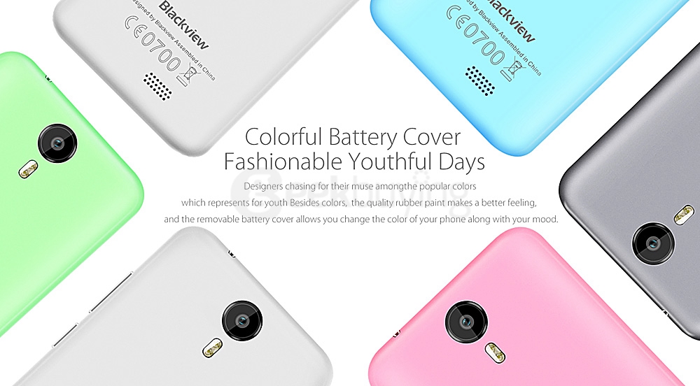 Blackview BV2000S 3G Smartphone 5.0inch HD Screen MT6580 Quad Core Android 5.1 1GB RAM 8GB ROM Smart Wake - Green