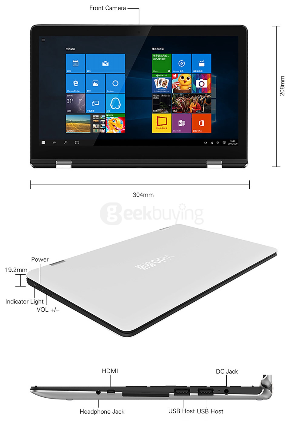 Vido W11pro3 Transformer Laptop 4GB/64GB 11.6