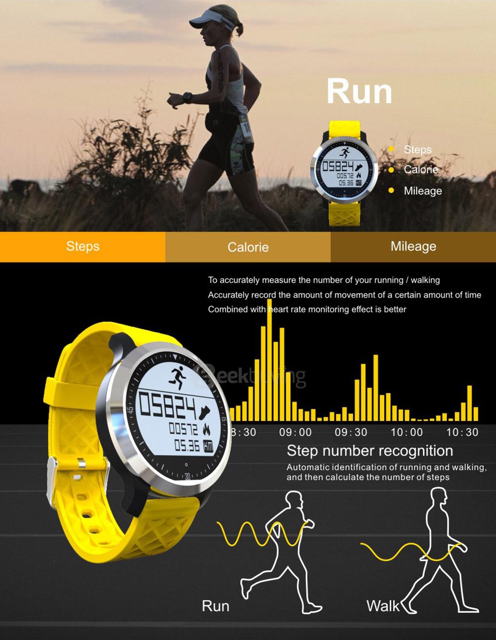 Makibes F69 Sports Smart Watch IP68 Heart Rate Fitness Tracker Sleep Monitor Pedometer Call SMS Reminder Swimming Watch - Yellow