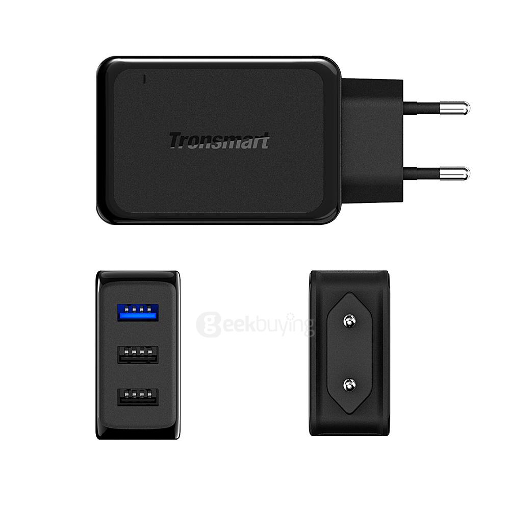 Tronsmart Quick Charge 3.0 USB Wall Travel Charger 42W 1 and 2 VoltIQ Ports Quick Charge Port Compatible With Quick Charge 2.0 - EU Plug