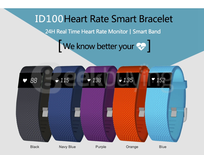 Makibes ID100 TW64 Pulse Smart Bracelet Bluetooth 4.0 Heart Rate Monitor Smartband Sports Fitness Tracker for Android iOS - Light Blue