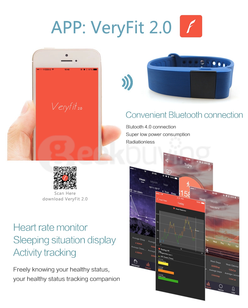 Makibes ID105 Smart Bracelet BT4.0 Heart Rate Monitor Smartband Pulse Sports Fitness Tracker for Android iOS - Orange