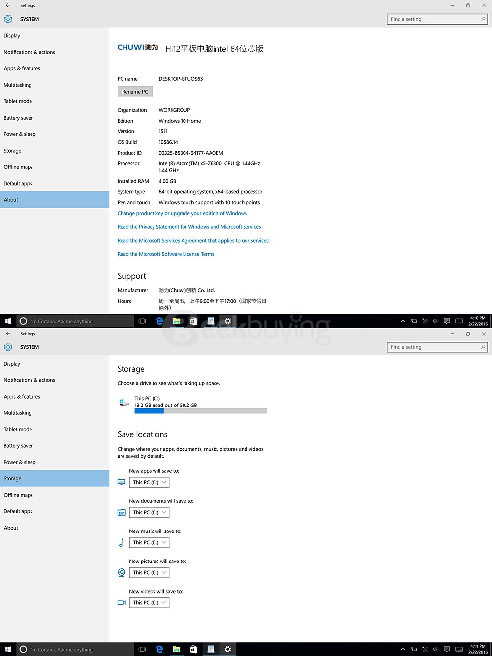 CHUWI Hi12 2 in 1 Tablet PC 12 inch Windows10 4GB/64GB Intel Cherry Trail Z8300 Quad Core 1.84GHz 2160*1440 IPS Screen 11000mAh Battery - Gold