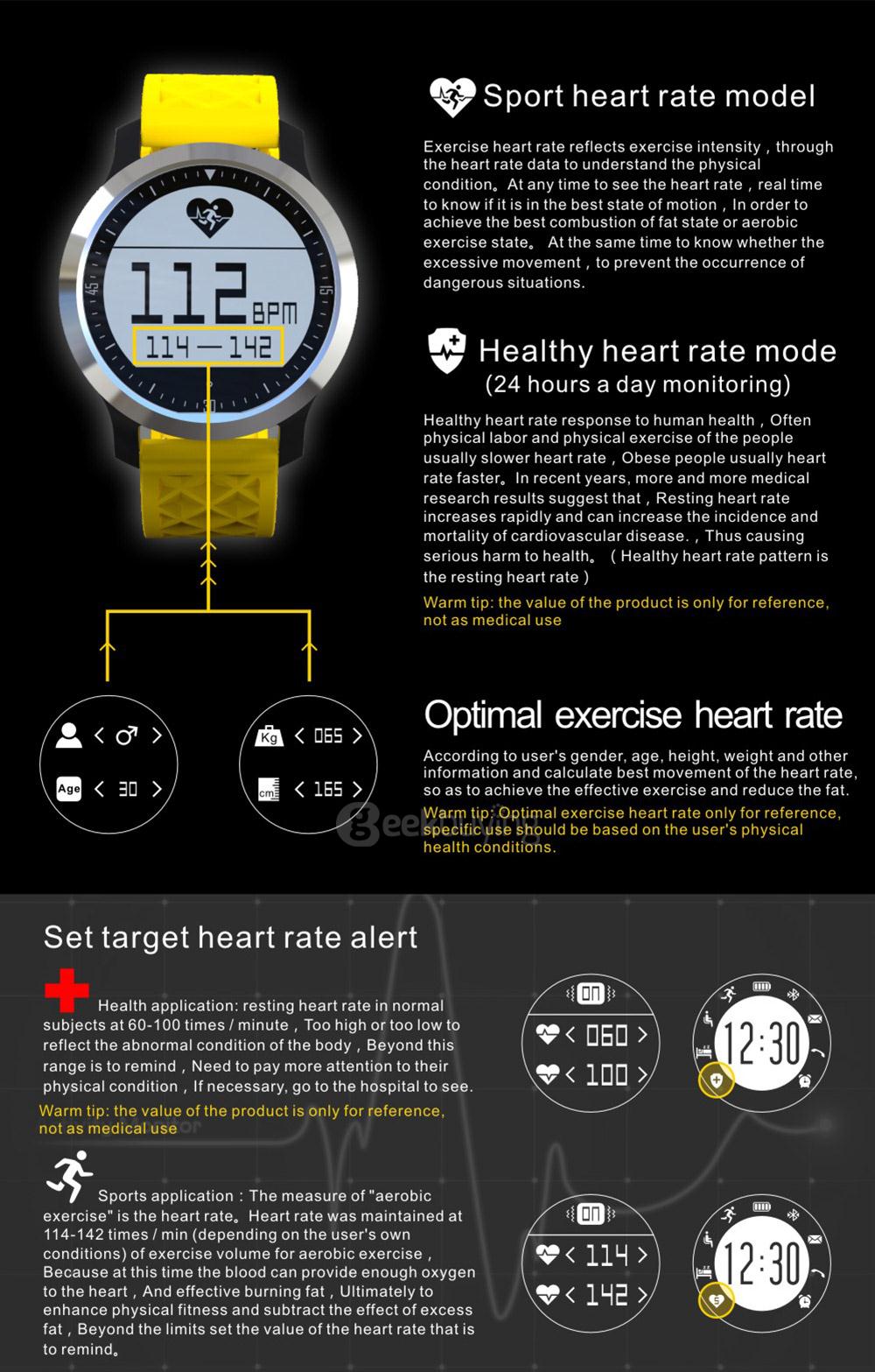 Makibes F69 Sports Smart Watch IP68 Heart Rate Fitness Tracker Sleep Monitor Pedometer Call SMS Reminder Swimming Watch - Yellow