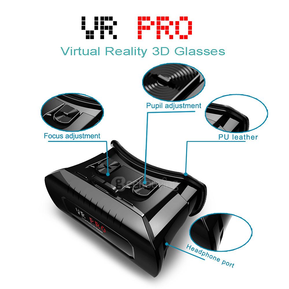 VR Pro Box 3D Immersive VR Virtual Reality Headset FOV 80 IPD Focus Adjustment With Bluetooth Remote Control for 3.5-6.2inch Smartphones - Black