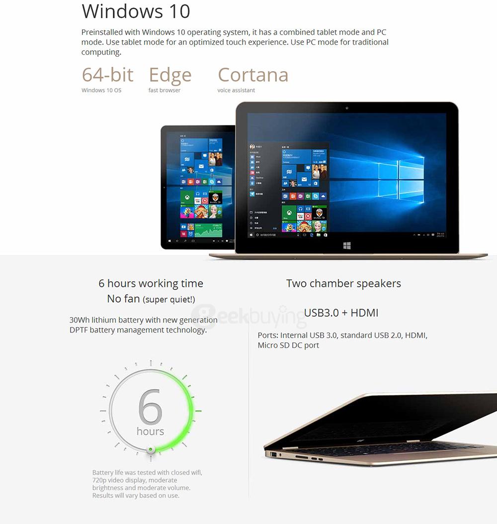 Onda oBook 12 Ultrabook Laptop 12.2 inch Windows10 4GB/64GB Intel Cherry Trail X7 Z8700 Quad Core 2.4GHz IPS 1920*1200 - Gold